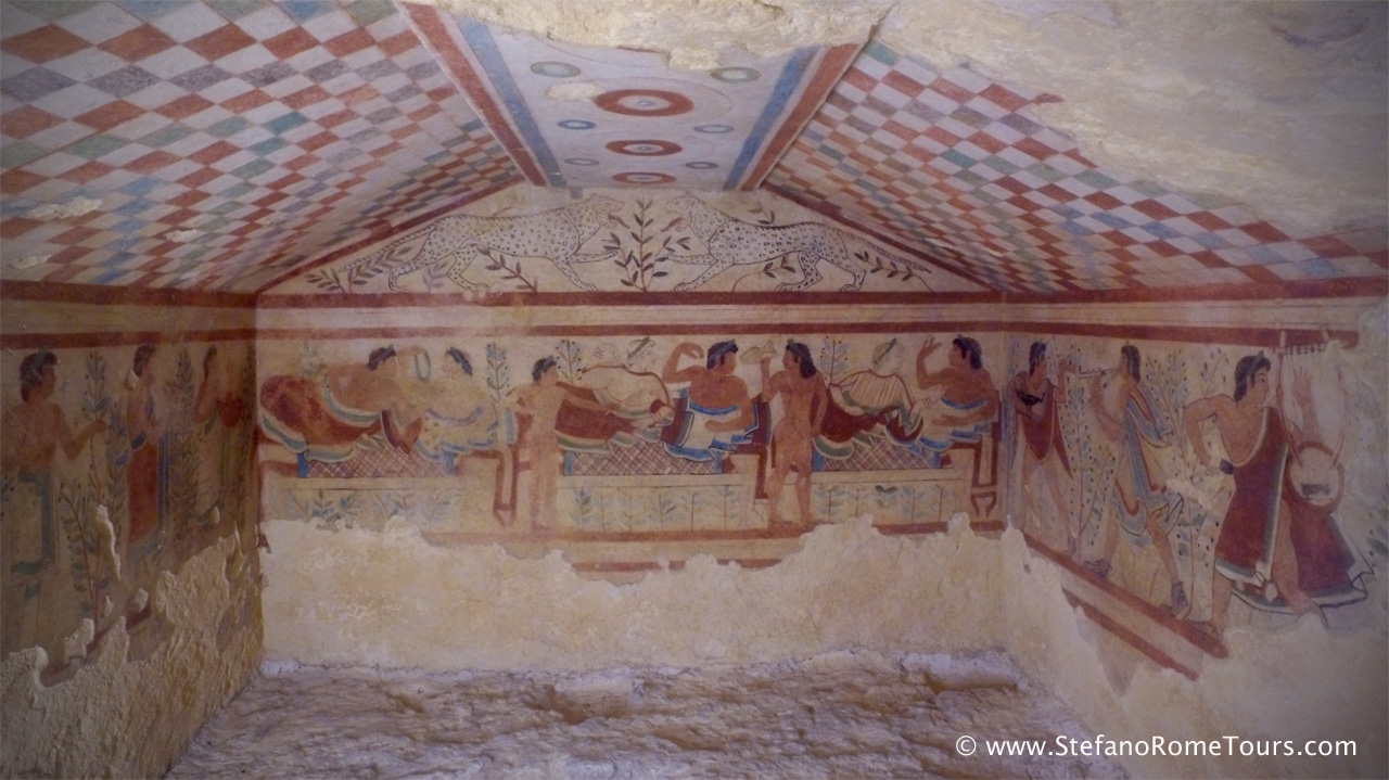 Etruscan Necropolis painted tombs in Tarquinia best shore excursions from Civitavecchia tours