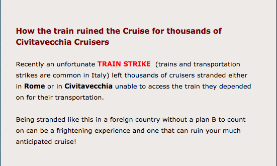 How the train ruined the cruise for thousands of Civitavecchia Cruisers RomeCabs Blog