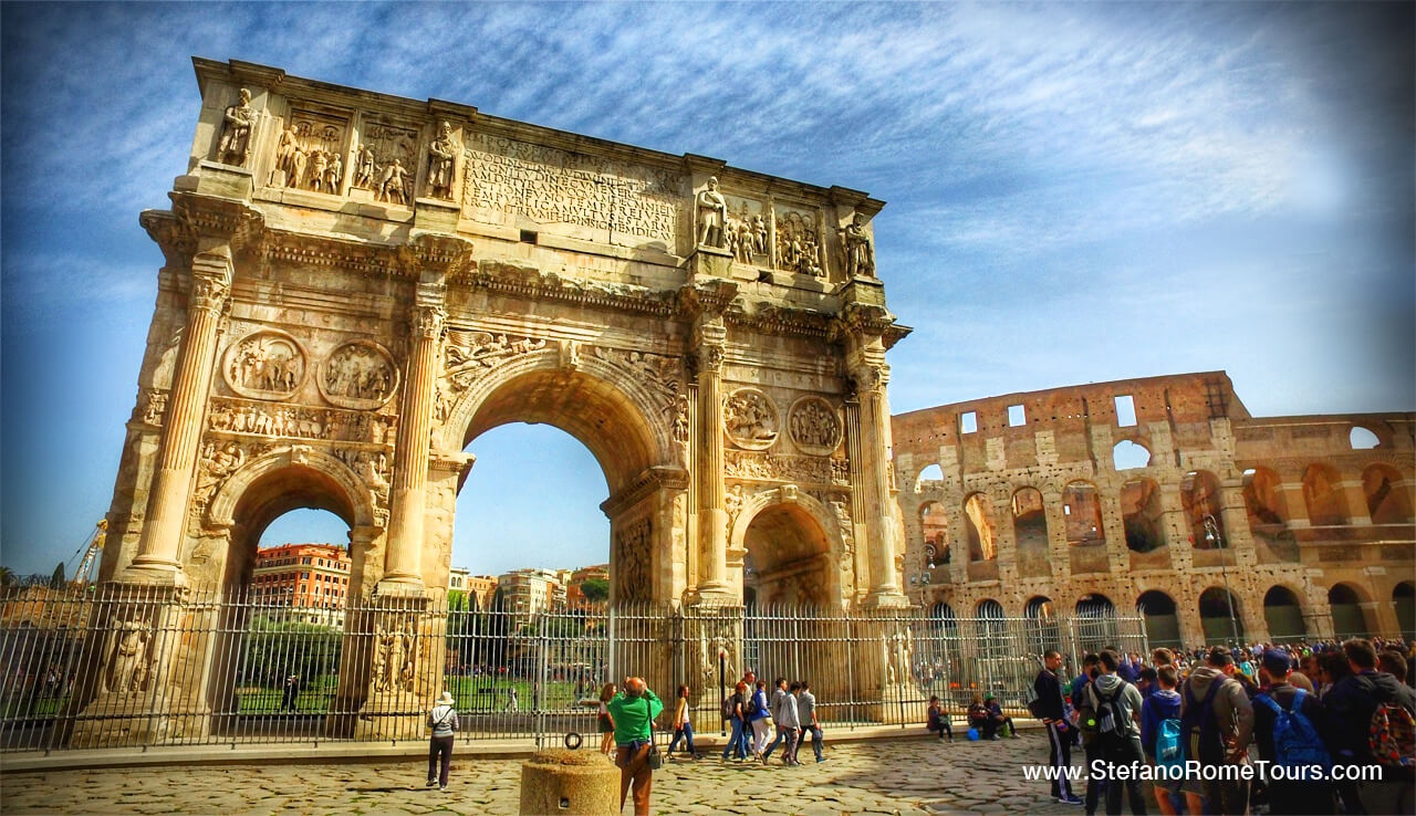 Arch of Constantine Colosseum Square Rome post cruise tours from Civitavecchia