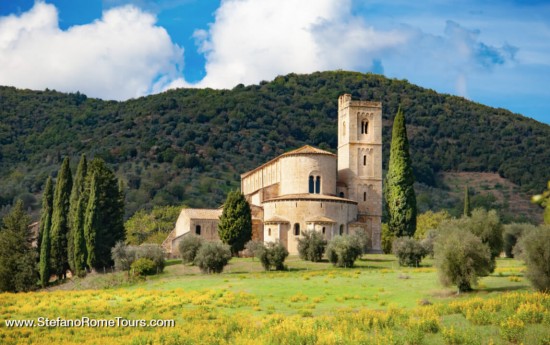 Sant'Antimo Abbey Montalcino wine tours from Rome limousine tours