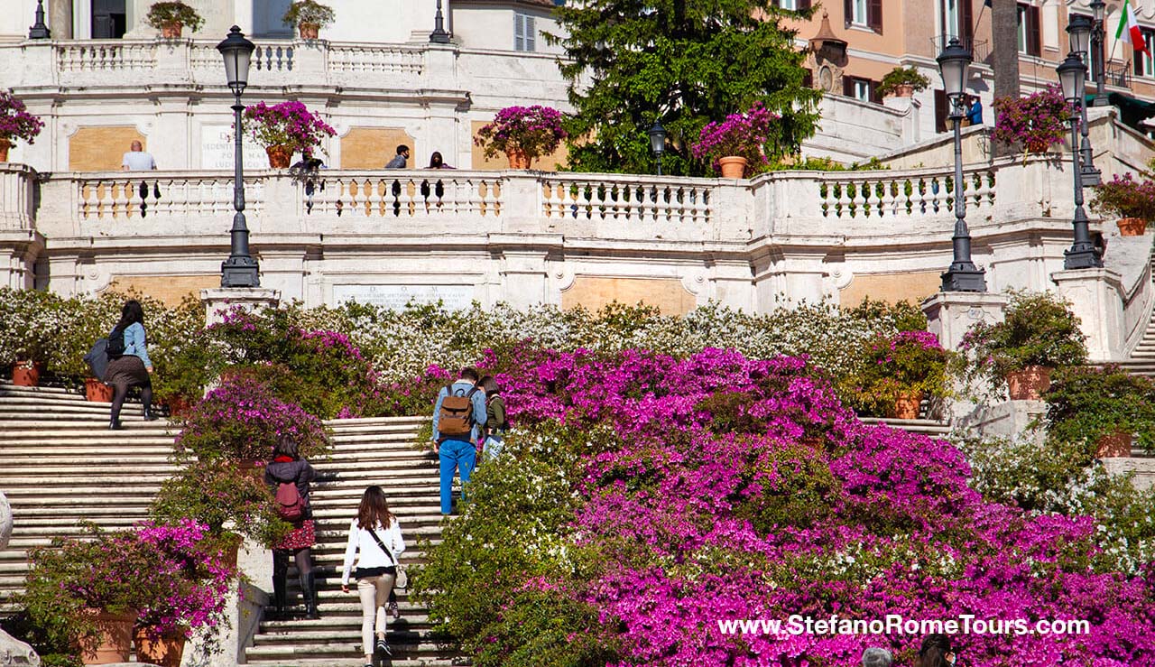 Spanish Steps with spring flowers Why are the Spanish steps famous 