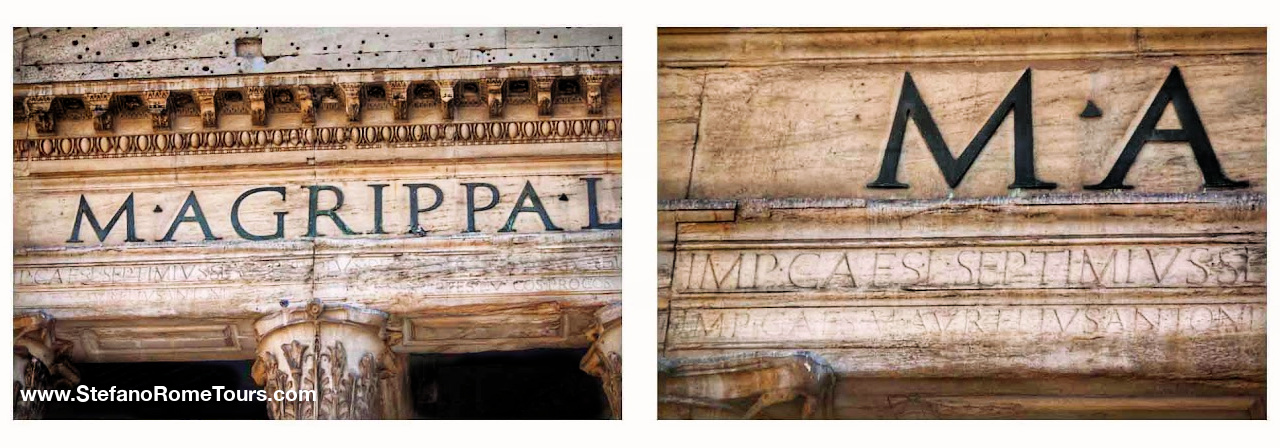 Ancient Roman Inscription on the Pantheon in Rome private tours from Civitavecchia shore excursions