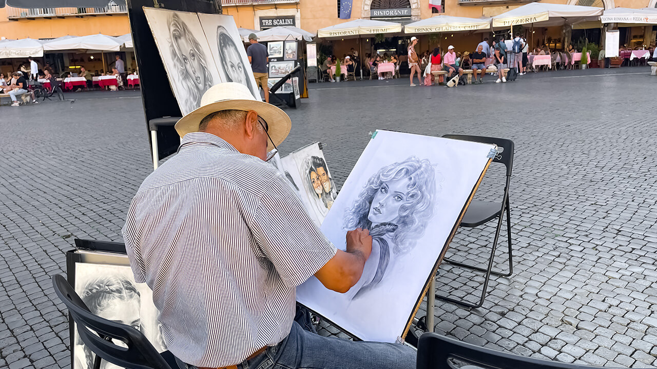 Best Souvenir Ideas from Rome Piazza Navona Portrait Arist