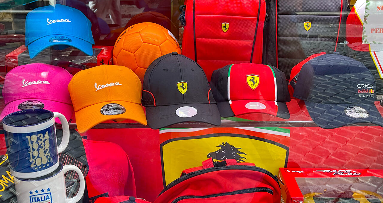 Ferrari Vespa baseball hats best gift ideas and souvenirs from Rome 