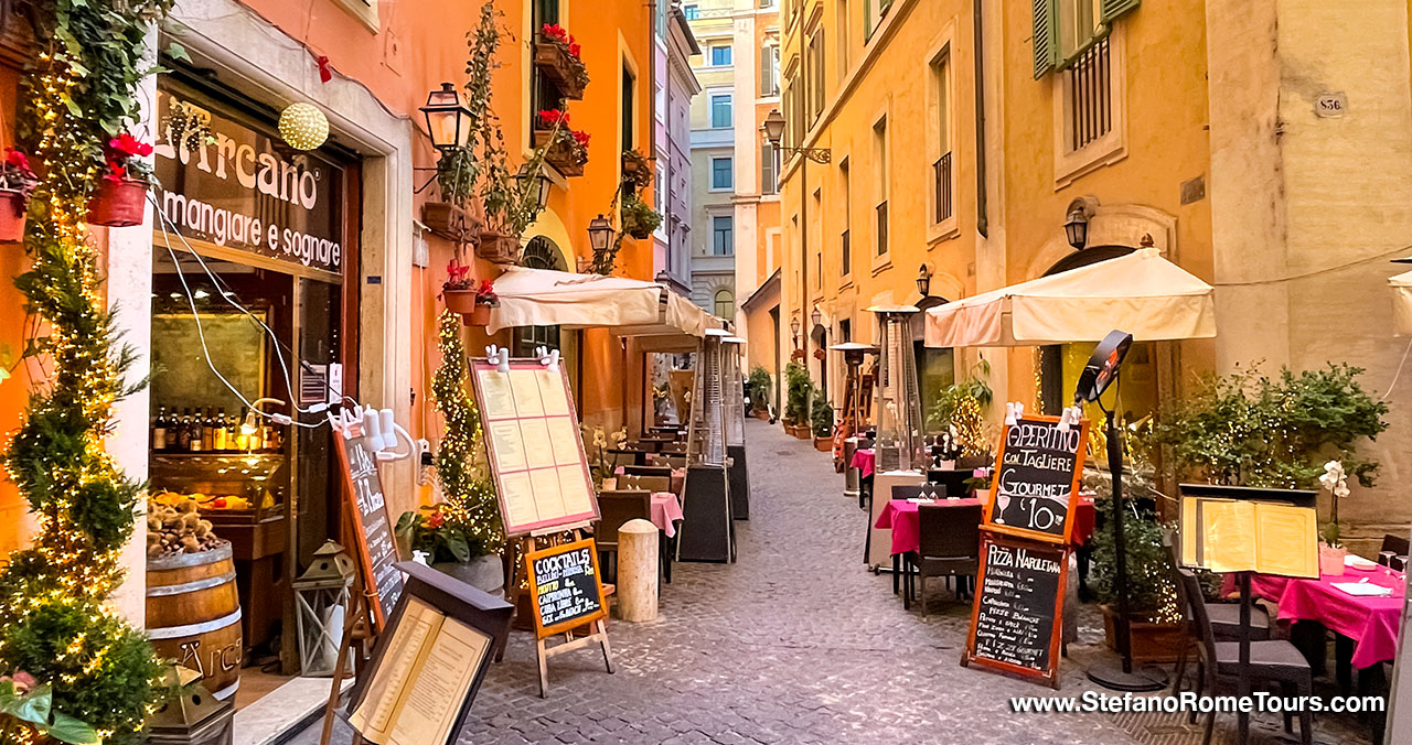 Rome outdoor restaurants in Winter travel to Italy tips