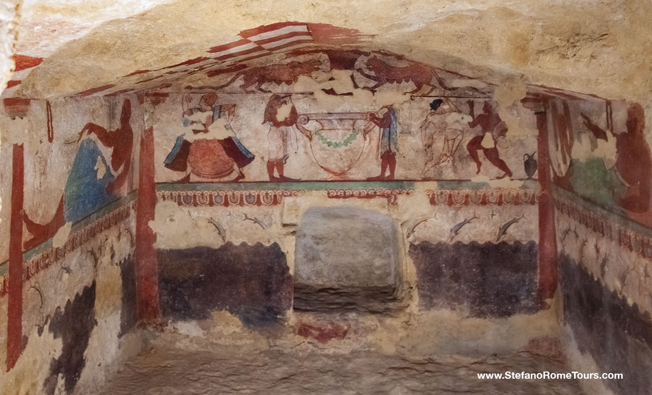 Ancient Etruscan Painted Tombs Tarquinia tours from Rome Civitavecchia