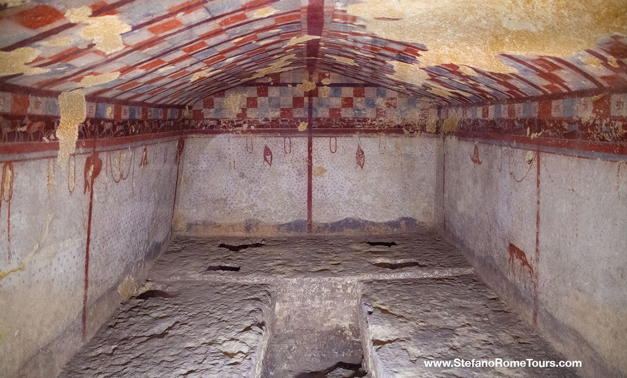 Tomb of the Hunter Etruscan Tomb Murals Tarquinia private tours from Rome Civitavecchia excursions