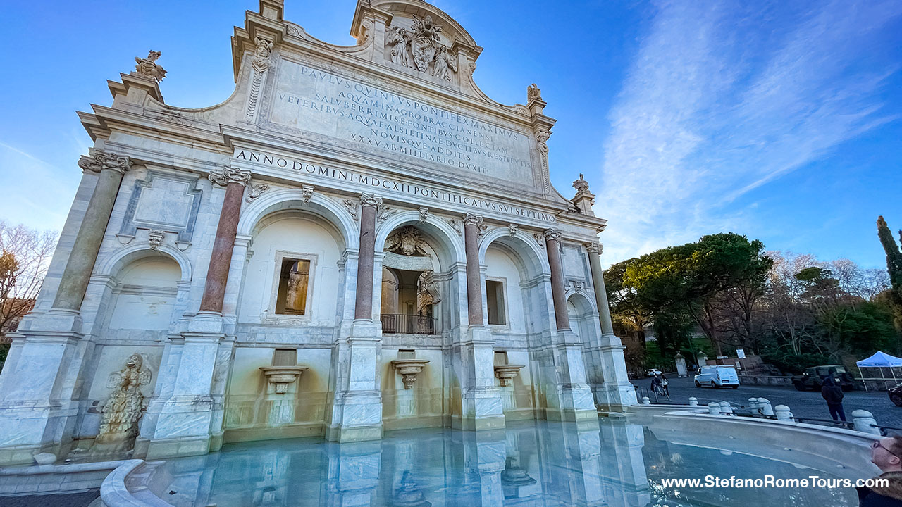Fountain of the Acqua Paola most famous must see fountains in Rome limousine tours from Civitavecchia