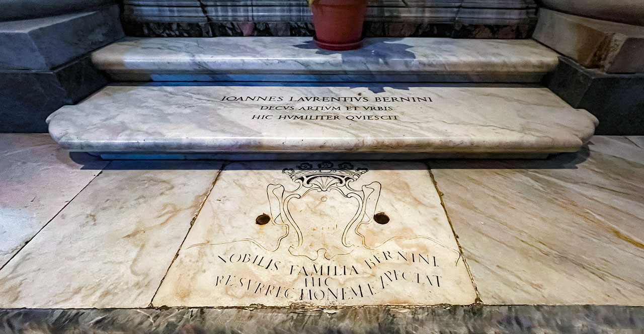 Gian Lorenzo Bernini tomb in the Basilica di Santa Maria Maggiore in Rome