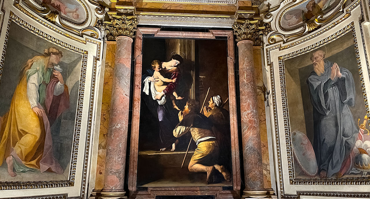 Caravaggio Madonna of the Pilgrims Basilica Sant Agostino best churches in Rome in limo tours