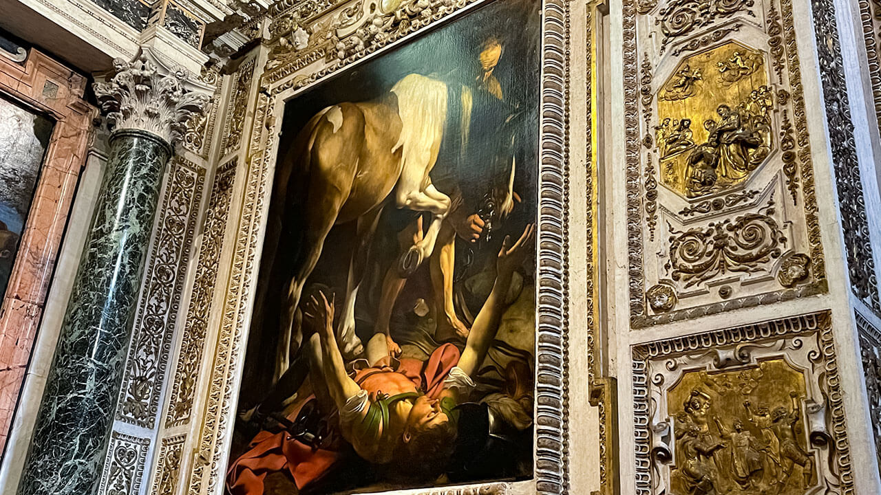 Basilica of Santa Maria del Popolo  Caravaggio Paintings in Rome luxury tours by car
